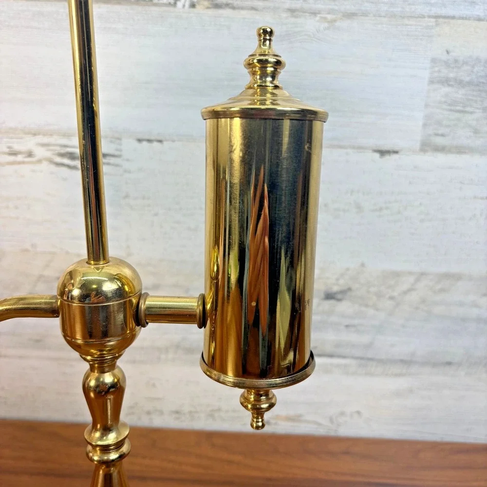 Antique Brass Student Oil Lamp Modified Wired Working with Floral Single Arm